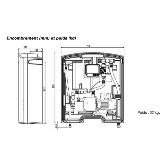 Système de gestion eau de pluie AQUAPROF Basic 40/50