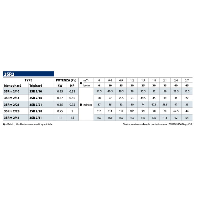 Pompes immergées 3SR Tri Pedrollo
